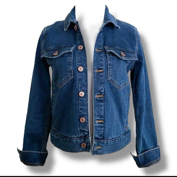 J Crew Mercantile Womens Jean Jacket XXS Blue Stretch Denim Classic Preppy Coat - Picture 2 of 6